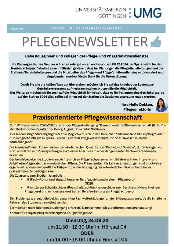 Newsletter der Pflege - August 2024